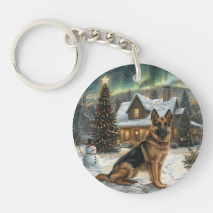 Porte-clés Chien berger allemand de Noël