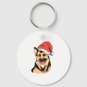 Porte-clés Chien berger allemand Santa Hat - Noël drôle