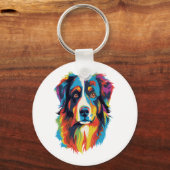 Porte-clés Chien berger australien coloré (Recto)