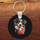 Porte-clés Chien berger australien de la Saint-Valentin (Recto)