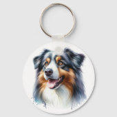 Porte-clés Chien berger australien de trois couleurs (Verso)