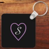 Porte-clés Chien blanc mignon Coeurs pourpres Cadre Saint-Val (Verso)