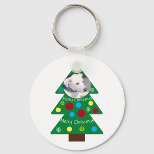 Porte-clés Chien blanc mignon Coloré Arbre de Noël Poche