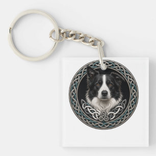 Porte-clés Chien Border Collie Art en Nœud Celtique