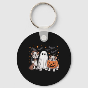 Porte-clés Chien Bouledogue Anglais Sorcière Fantôme Citrouil