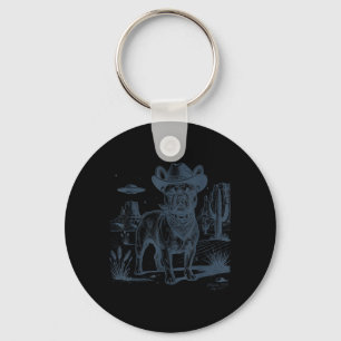 Porte-clés Chien Bouledogue Français Alien Ufo Western Cowboy