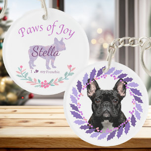 Porte-clés Chien Bouledogue Français Lavande Élégant Person
