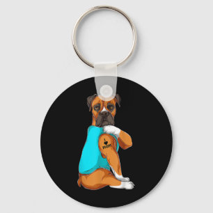 Porte-clés Chien Boxer I Love Maman Tattoo Vêtements Chien Ma