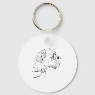 Porte-clés Chien Boxer – Illustration minimaliste pour amateu