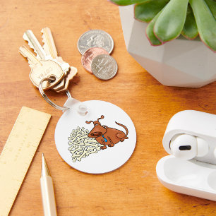 Porte-clés Chien Brown avec Pile d'os Joli animal