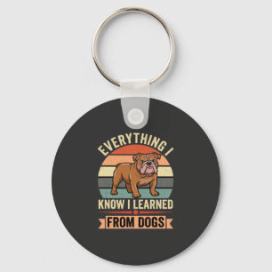 Porte-clés Chien Bulldog Drôle Tout Ce Que J'ai Appris Des Ch