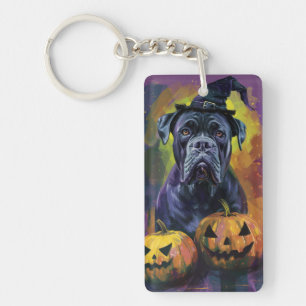 Porte-clés Chien Bullmastiff Effrayant Halloween Sorcière et