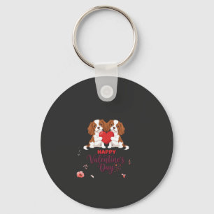 Porte-clés Chien Cavalier King Fleuris Joyeuse Saint-Valentin