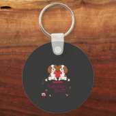 Porte-clés Chien Cavalier King Fleuris Joyeuse Saint-Valentin (Recto)