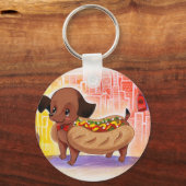 Porte-clés Chien Chaud Dans La Ville Kitschy Mignonne (Recto)
