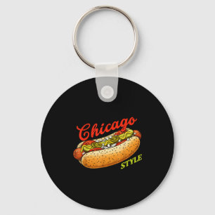 Porte-clés Chien Chaud Rétro Chicago Hotdog Touriste Souvenir