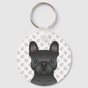 Porte-clés Chien-chien français noir / Tête de chien de dessi