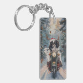 Porte-clés Chien Chin japonais équitation moto Noël (Devant gauche)