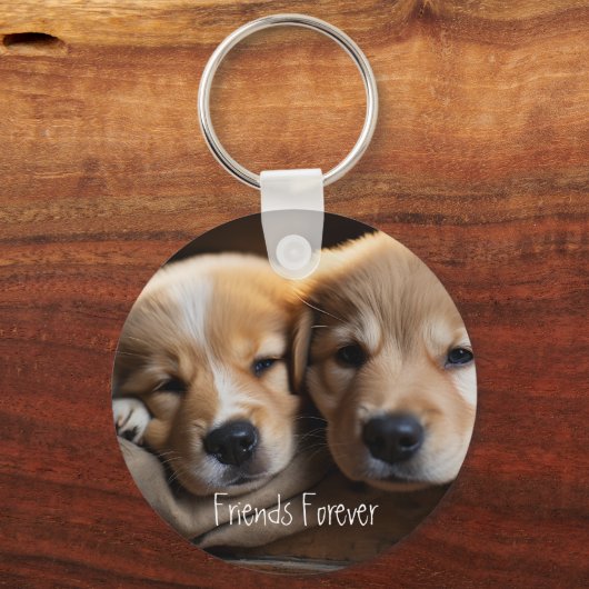 Porte-clés Chien chiot amis pour toujours Customiser leur nom (Verso)