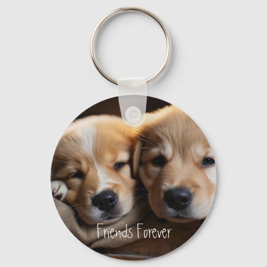 Porte-clés Chien chiot amis pour toujours Customiser leur nom (Verso)