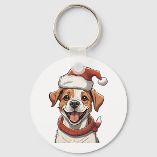 Porte-clés Chien chiot mignon portant le T-Shi classique Casq