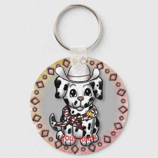 Porte-clés Chien chiot shérif (Recto)