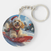 Porte-clés Chien Cocker Spaniel en Luge Laissez Tomber la Nei (Dos)