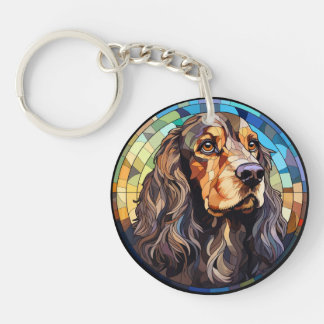 Porte-clés Chien Cocker Spaniel en verre coloré doux