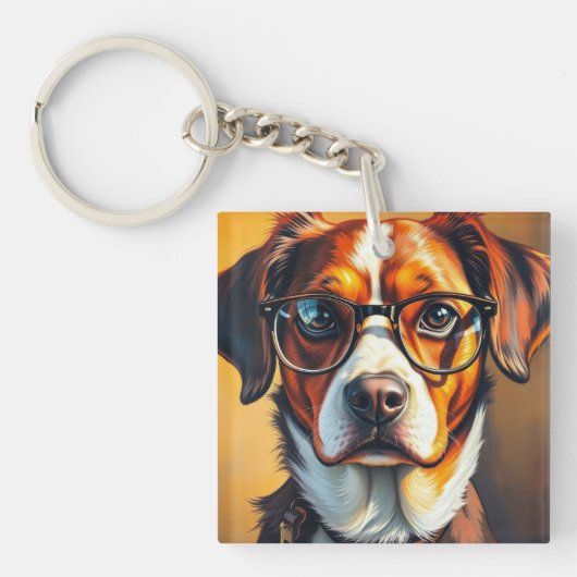 Porte-clés Chien Cool avec Lunettes de Soleil (Devant)