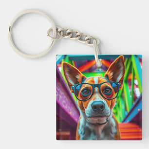 Porte-clés Chien Cool avec Lunettes de Soleil