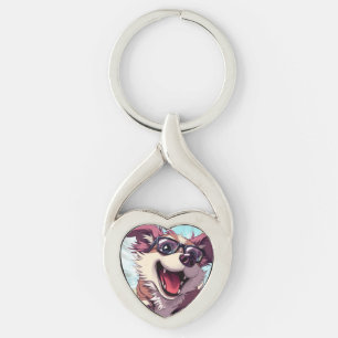 Porte-clés Chien Cool avec Lunettes de Soleil