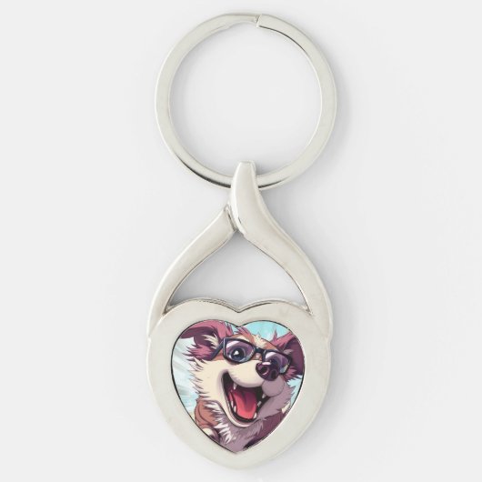Porte-clés Chien Cool avec Lunettes de Soleil (Devant)