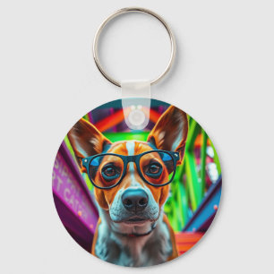 Porte-clés Chien Cool avec Lunettes de Soleil