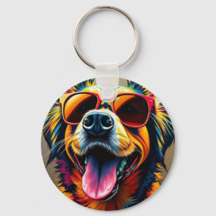 Porte-clés Chien Cool avec Lunettes de Soleil