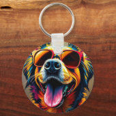 Porte-clés Chien Cool avec Lunettes de Soleil (Recto)