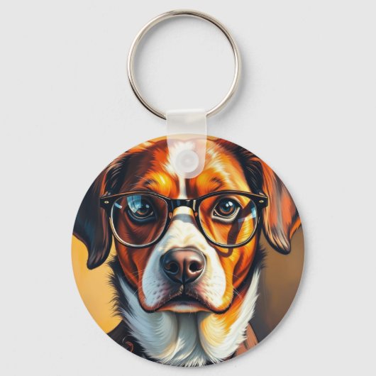 Porte-clés Chien Cool avec Lunettes de Soleil (Recto)