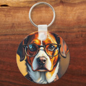 Porte-clés Chien Cool avec Lunettes de Soleil (Recto)