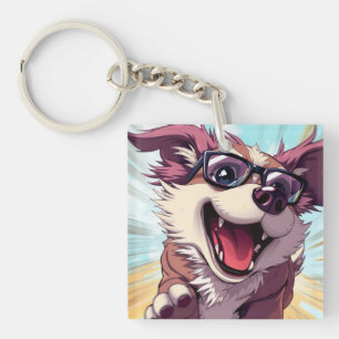 Porte-clés Chien Cool avec Lunettes de Soleil