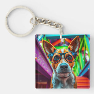 Porte-clés Chien Cool avec Lunettes de Soleil