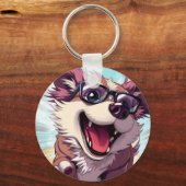 Porte-clés Chien Cool avec Lunettes de Soleil (Recto)