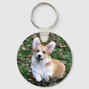 Porte-clés Chien Corgi mignon qui bondit