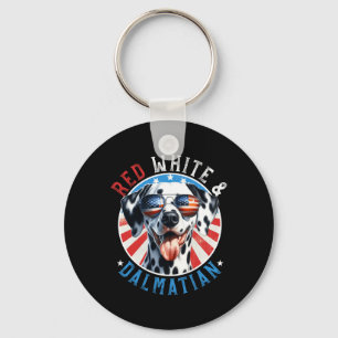 Porte-clés Chien Dalmatien 4 juillet Blanc Rouge Et Amateurs