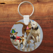 Porte-clés chien d'anniversaire heureux (Recto)