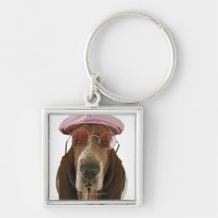 Porte-clés Chien de basset dans les lunettes de soleil et le