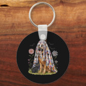 Porte-clés Chien de berger allemand fantôme floral patchwork (Recto)