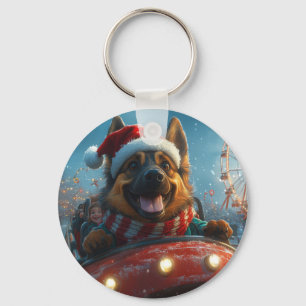 Porte-clés Chien de berger belge Montagnes russes Noël