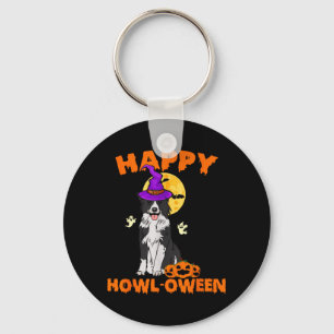 Porte-clés Chien de berger border collie noir et blanc sorciè