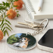 Porte-clés Chien de boxeur s'étendant sur une roche (Devant droit)