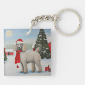 Porte-clés Chien de caniche à Noël de neige (Dos)