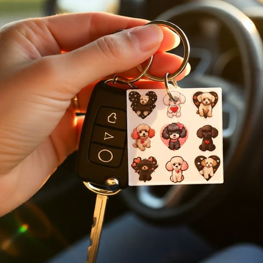 Porte-clés Chien de caniche de Saint-Valentin | AMOUREUX DE L